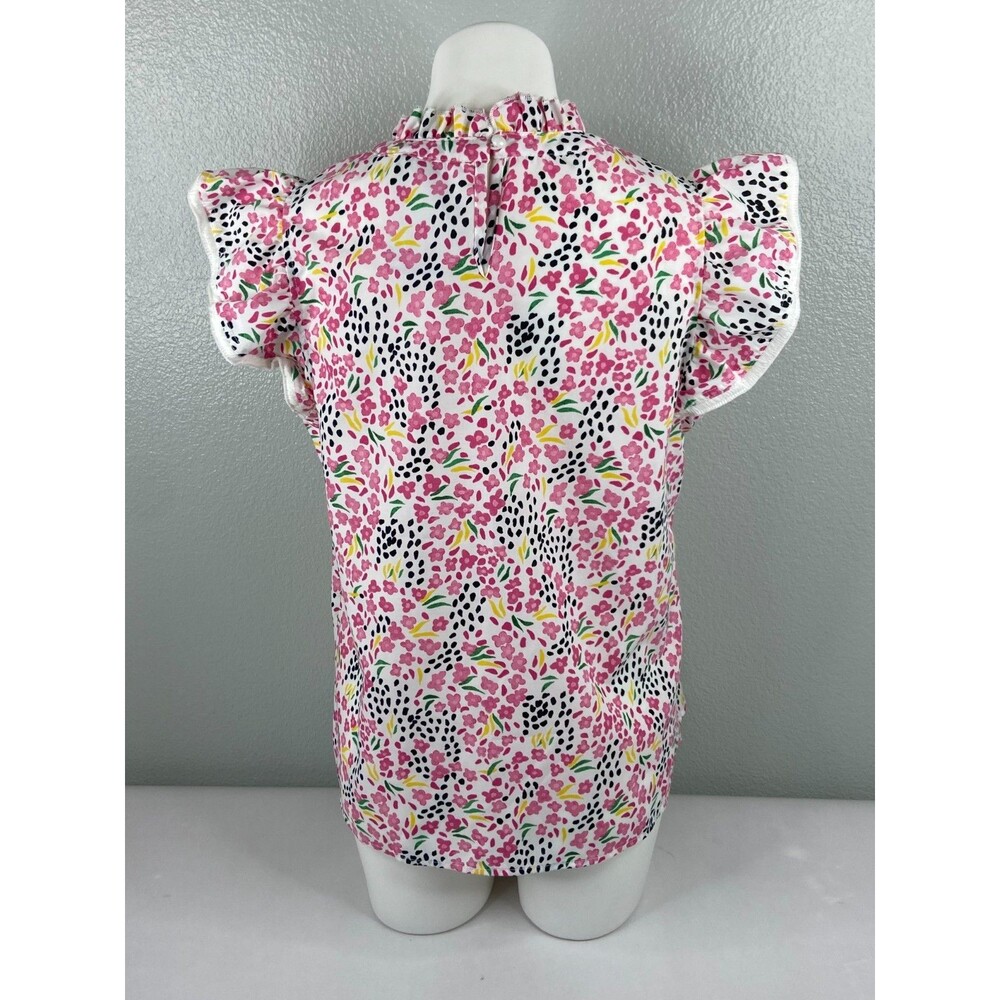Pink Floral Women Large Blouse Ruffle Neck Multi Color Casual Top NWT - Picture 5 of 9